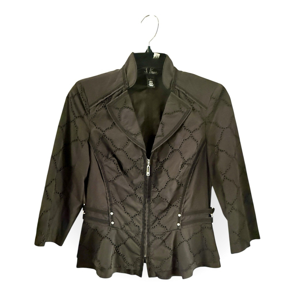 WHBM Black Embroidered Lightweight Blazer Size 2